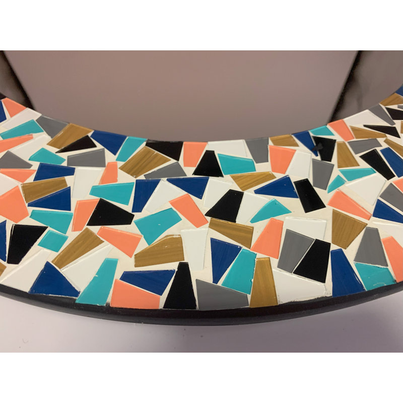 Zorigs Mosaic Mirror, Wall Art Décor – 24” Round Handcrafted Mosaic Mirror – Brown and Blue Multicolored Mirror for Hallway, Bedroom, Bathroom, Living Room