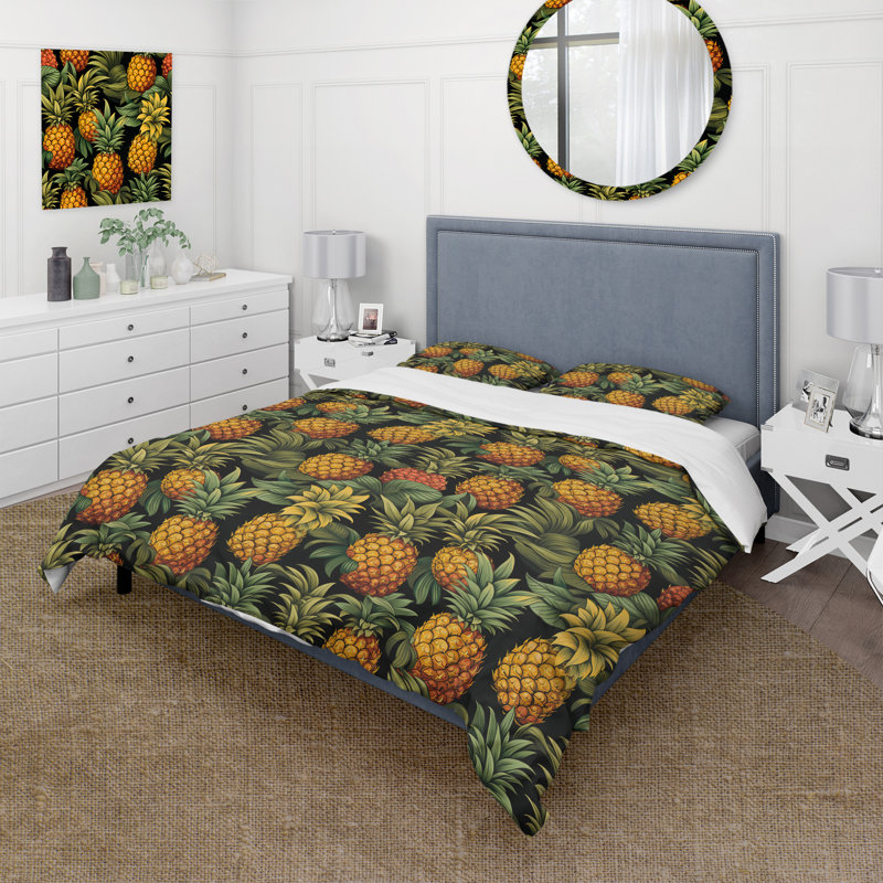 Ensemble de housse de couette Pineapple Delight, Housse de couette simple + 1 taie décorative stan