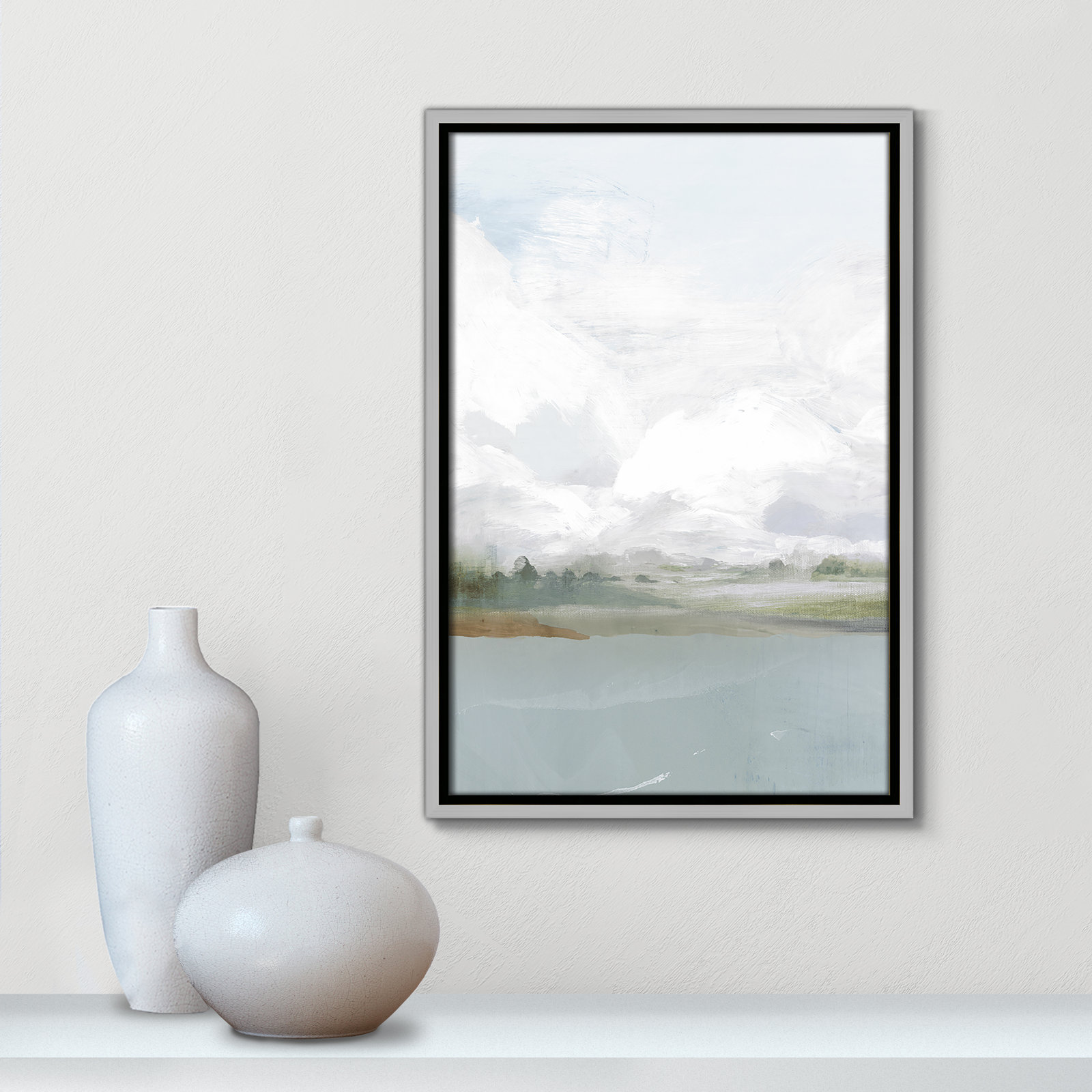 All Shore Painting, 19.5" H x 13.5" W, Silver