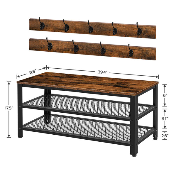 Union Rustic Tindal Wood Storage Bench with Coat Hook Set Hall Tree &  Reviews - Wayfair Canada