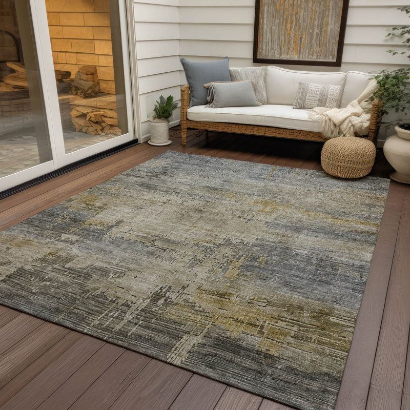 Tapis intérieur / extérieur lavable Thornyx Pewter, 10 pi x 14 pi
