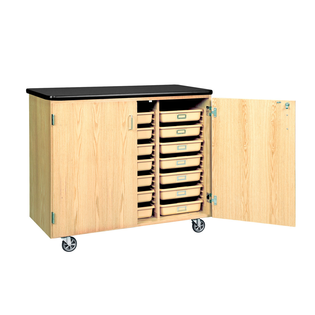 Mobile Series 21 Compartment Manufactured Wood Tote Tray Cart Diversified Woodcrafts
