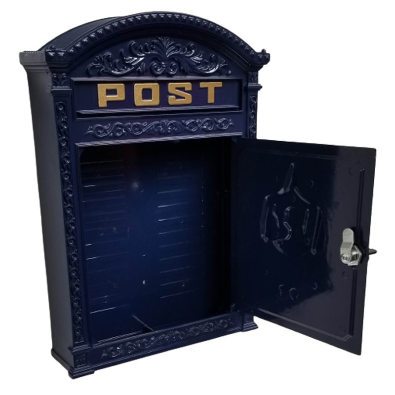 Sartre Wall Mounted Post Box, Blue