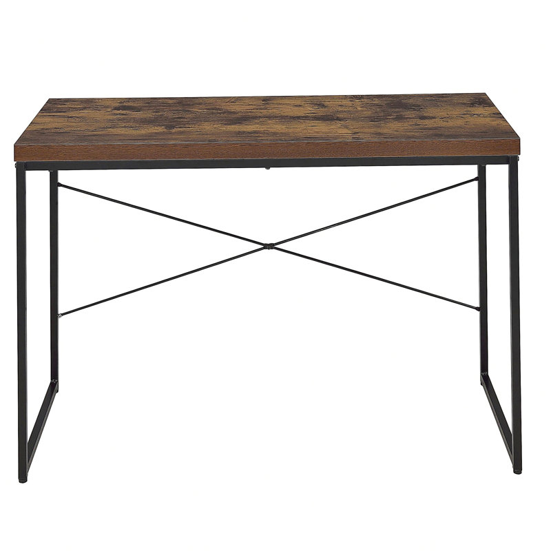 Bureau d'écriture en chêne patiné et noir avec base en métal