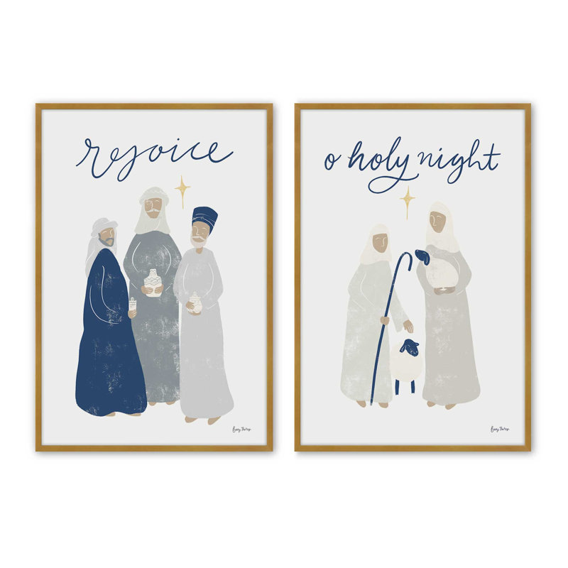Bethlehem's Glow II, ensemble de 2 reproductions d'art, 10 po x 8 po, Or poli
