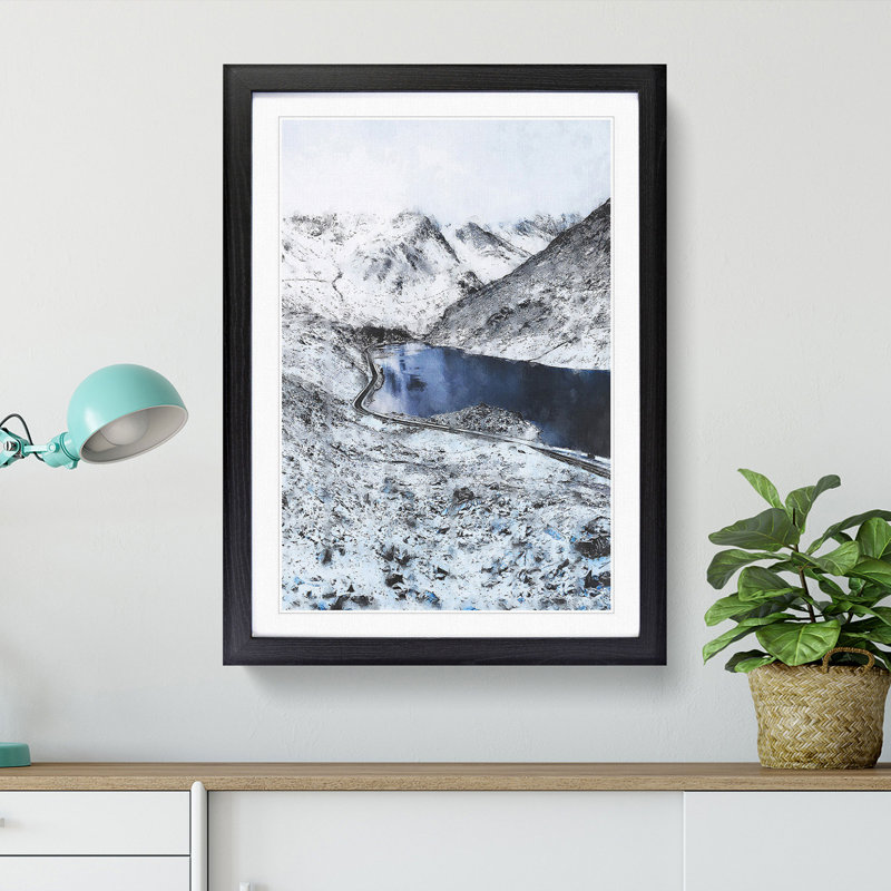 Tryfan Mountain In Snowdonia Wales - Single Picture Frame Painting on MDF, 87cm H x 62cm W x 2cm D, Black Framed