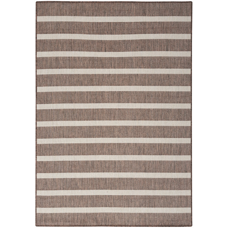 Shaila Striped Indoor / Outdoor Rug, Rectangle 5' x 7', Natural/Ivory