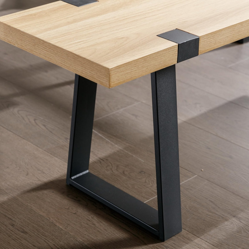 Banc de cuisine Mid-Century avec pieds en métal, Chêne clair