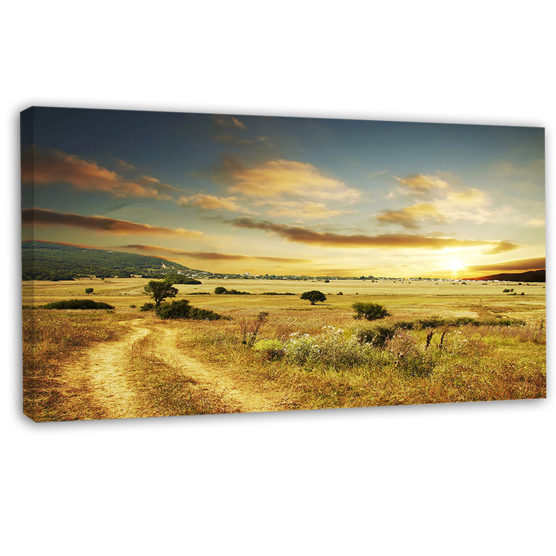 Beautiful Beautiful Prairie Prairie Sunset - reproduction de photo sur toile tendue, H 16 po x l 32 po x P 1 po