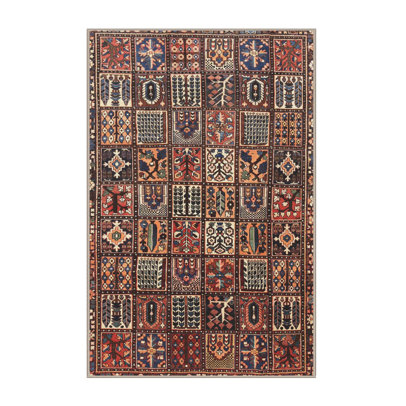 Tapis patchwork rouge / orange / noir, Rectangle 5 pi x 8 pi