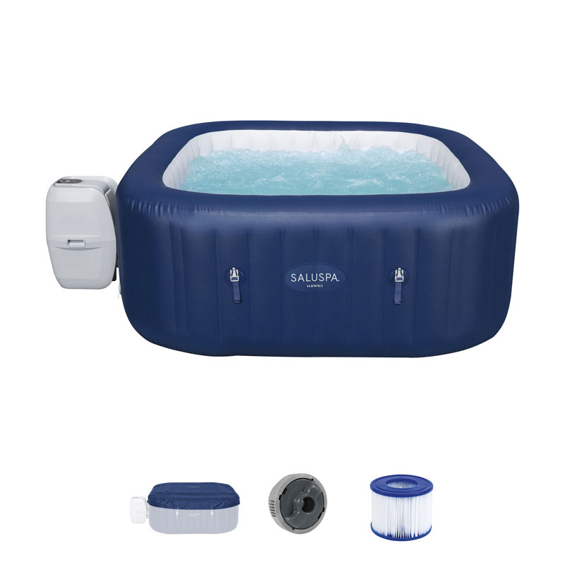 Bestway 0 Volt Vinyl Square Inflatable Hot Tub in Blue