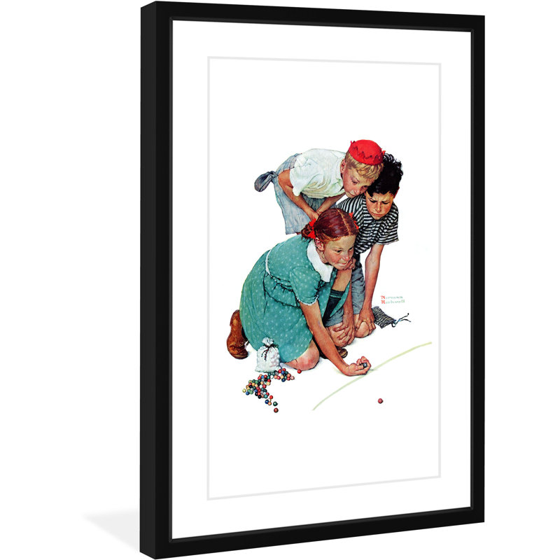 « marbles champ » par norman rockwell, reproduction d’art encadrée, H 24 po x l 16 po x P 1,5 po