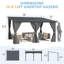 Pergola extérieure robuste en métal avec toit rigide, rideaux et moustiquaire-136316381
