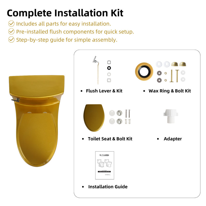 Colored One-Piece Toilet With Square Base, Elongated Toilet Bowl 17” ADA Seat Height, 1.28 GPF Single Flush, 12” Rough-In
