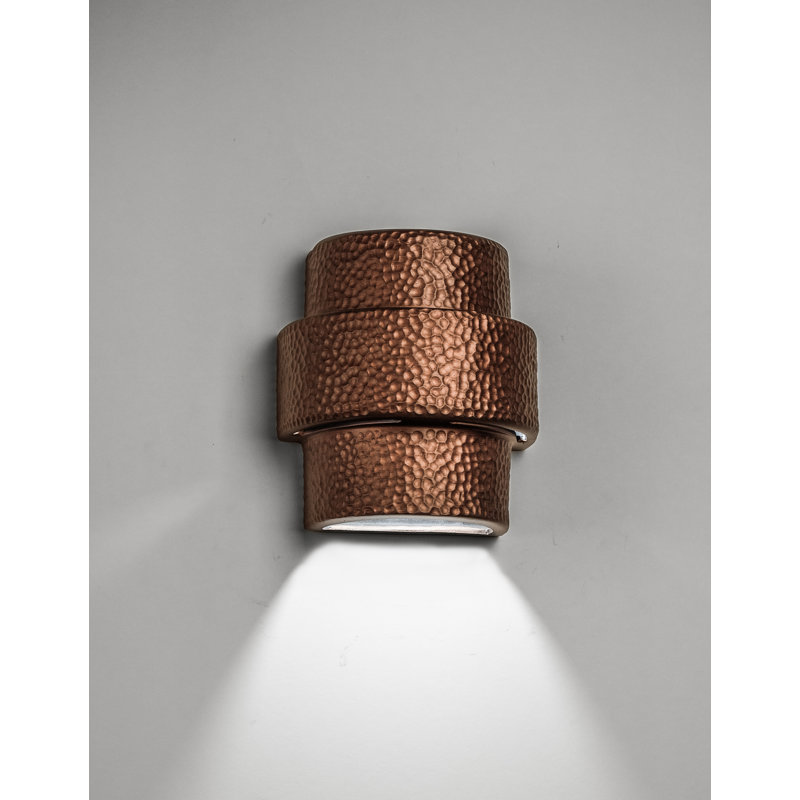 Ampoules murales d'extérieur encastrées en céramique Cammi, ampoule DEL incluse, Cuivre huilé, 8" H x 9" W x 5" D