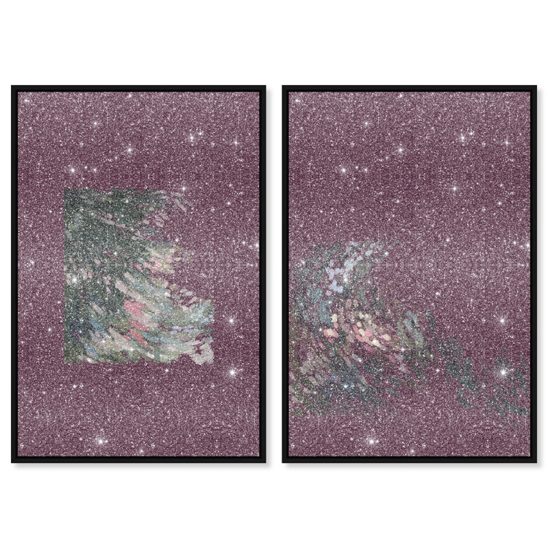 Delicate Spring Set Abstract Canvas Print by Oliver Gal, Black Frame, 10 x 15, 31"H x 46"W, Black Floater Frame