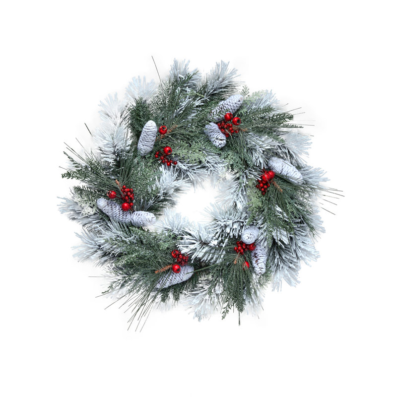 Couronne de pomme de pin 30 po Frost
