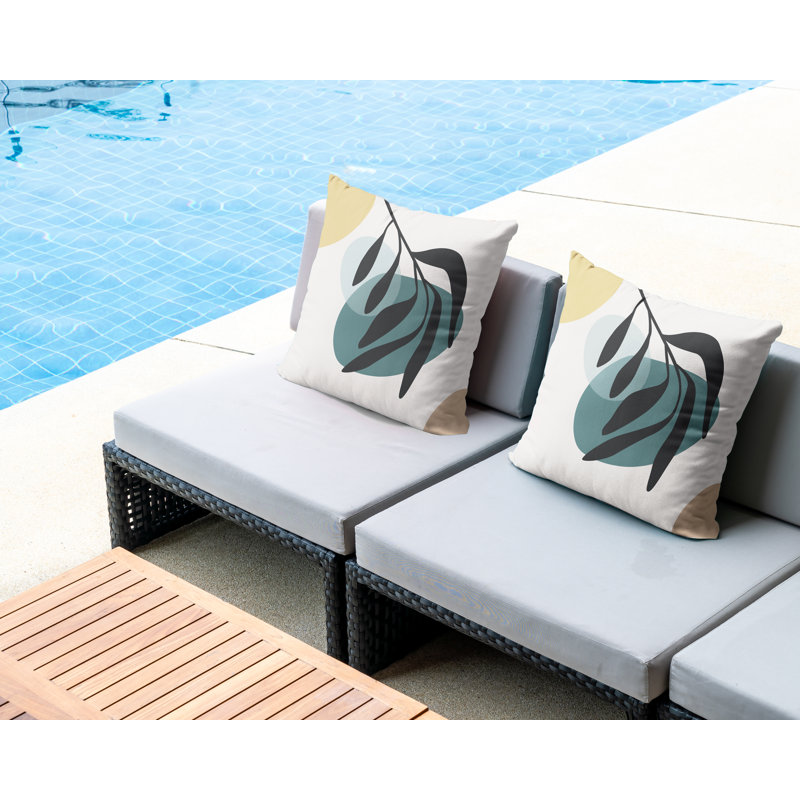 Polyester/Polyester Blend Throw Square Indoor/Outdoor, 17" x 17", Emerald/Beige