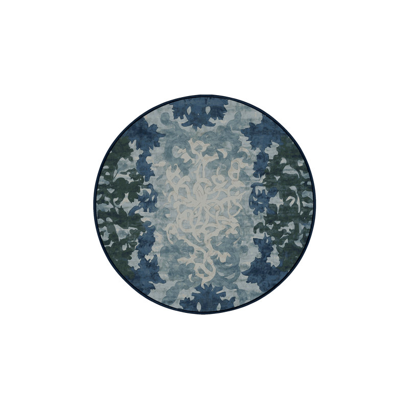 Tapis gris lavable à la machine GSIX03695, Rond 8 pi