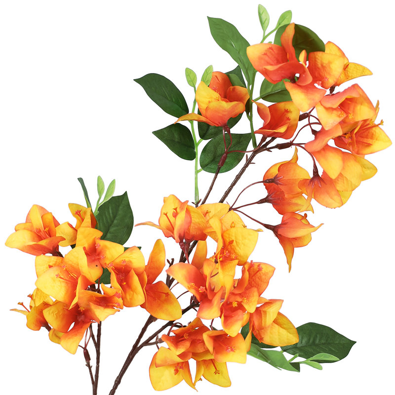 Artificial Bougainvillea Flower Stem Spray, Jaune orange