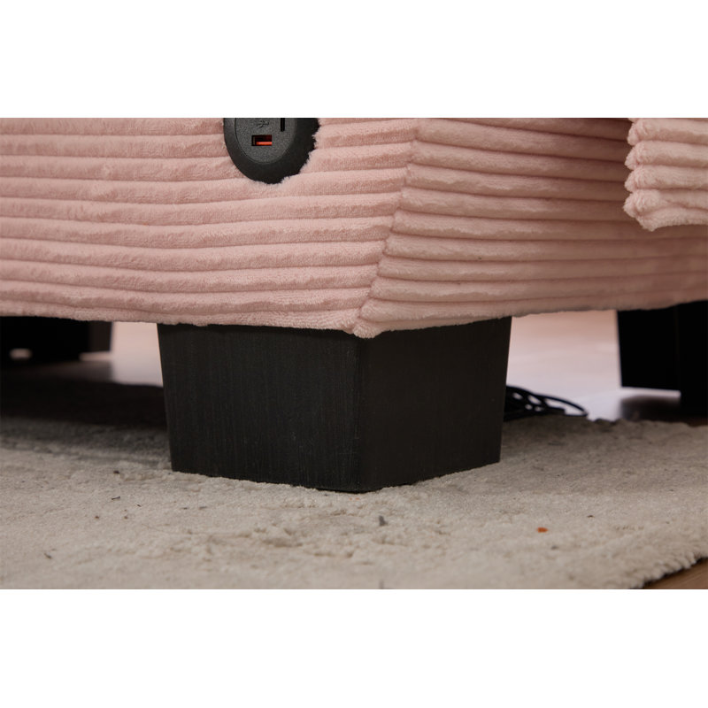 Canapé d'angle modulaire Cloud, L 102,36 po, Velours côtelé rose