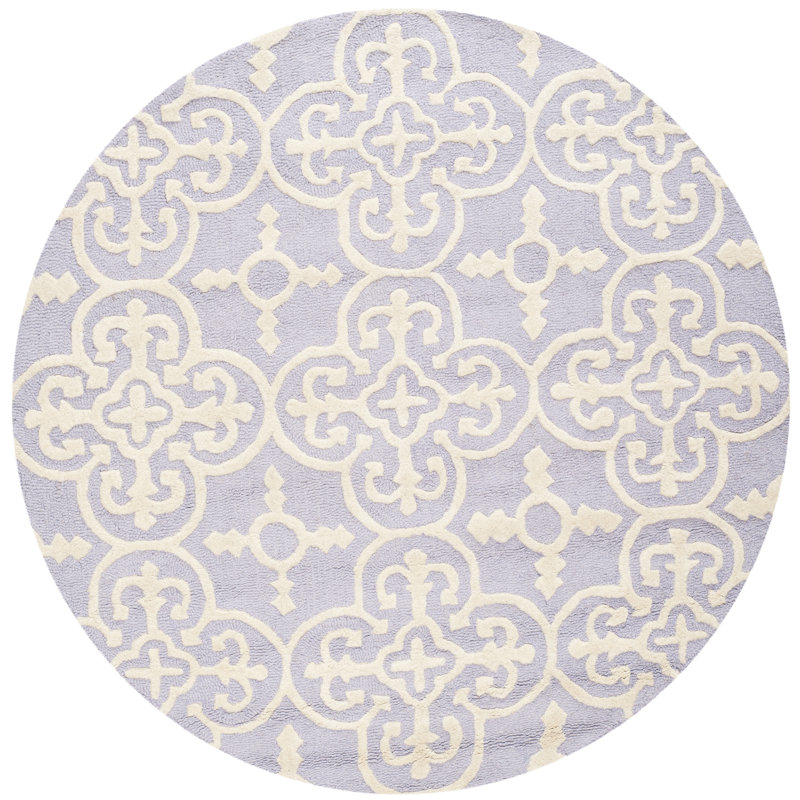 Tapis lavande / ivoire en laine touffeté à la main Clapham, Rond 6 pi