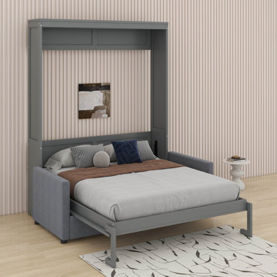Lit escamotable double avec coussin