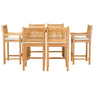 Outdoor 7 - Piece Teak Bistro Set with Cushions