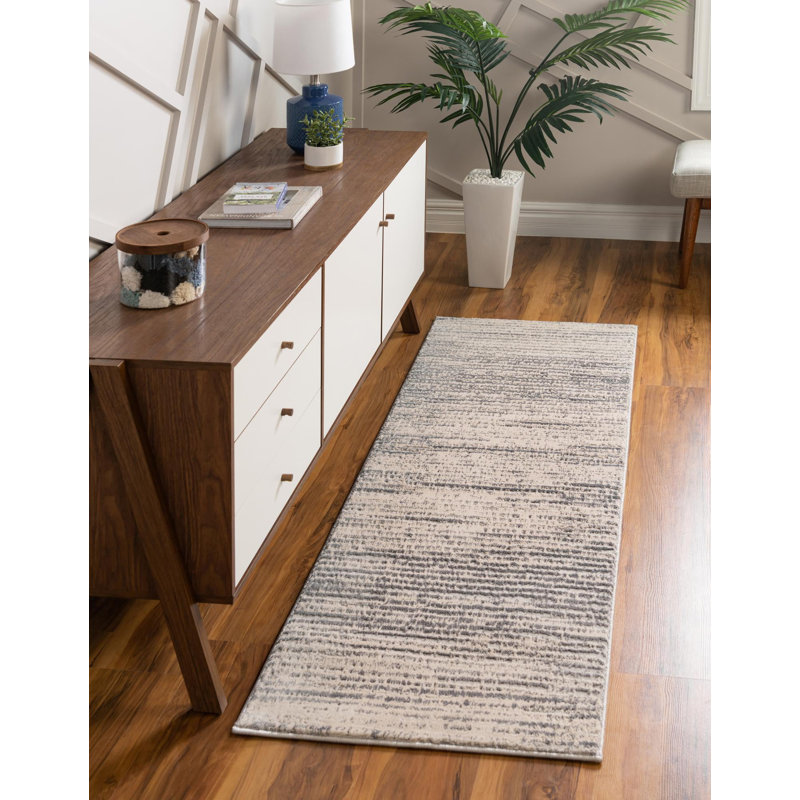 Tapis contemporain Araceli couleur océan, Tapis de couloir 2 pi x 12 pi