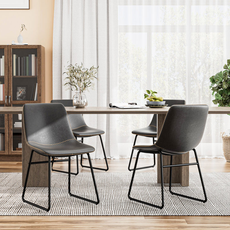 Ipke Faux Leather Upholstered Dining Chair, Black