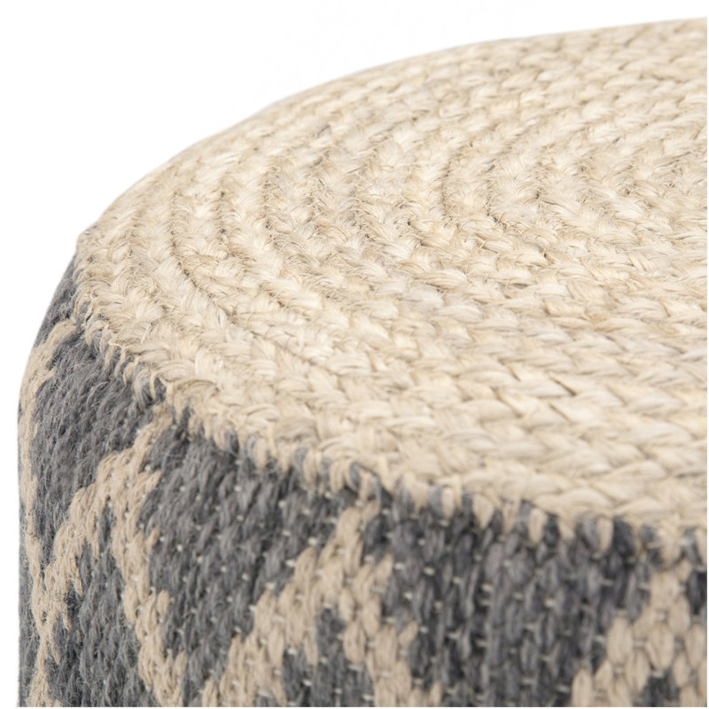 Pouf rond Edgeley - gris / naturel, Tissu gris