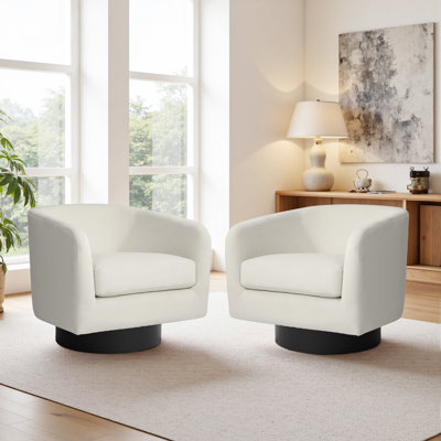 Velvet Upholstered Swivel Barrel Chair