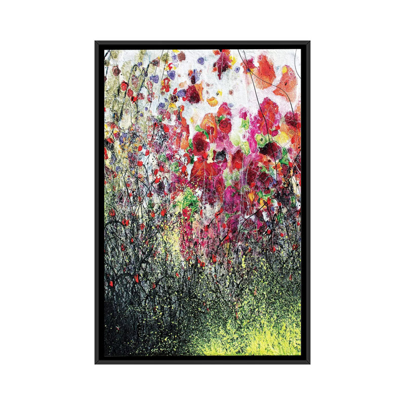 Poppies And Summer by Donatella Marraoni - Painting on Canvas, 66.04 cm H x 45.72 cm W, Black Framed