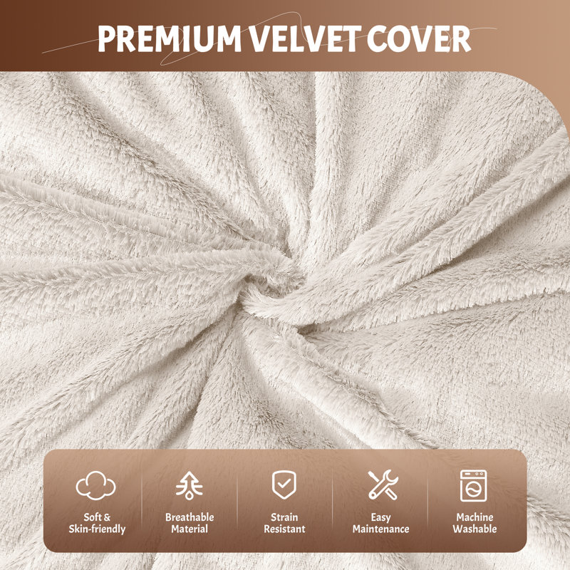 Midnight Gayle Bean Bag – Spacious Seating With A Luxe Finish, 25.6" H x 43.3" W x 43.3" D , Beige Velvet