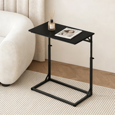 Table de bout en forme de C à hauteur réglable avec grande surface, canapé coulissant pour le salon et la chambre à coucher, table d'appoint robuste pour ordinateur portable, collations et boissons
