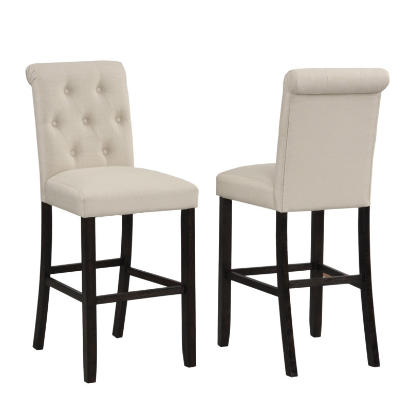 Tabouret de bar en bois massif Leviton, ensemble de 2, Tanné