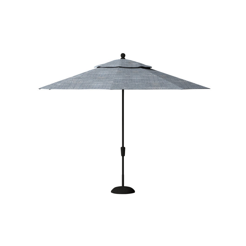Parasol de marché octogonal à inclinaison automatique 108 po x 108 po Crank, Noir, Chambray Rollo