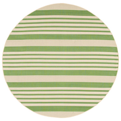 Arneshia Striped Machine Made Power Loom Acrylic Indoor / Outdoor Area Indoor/Outdoor Area Rug in Green/Beige