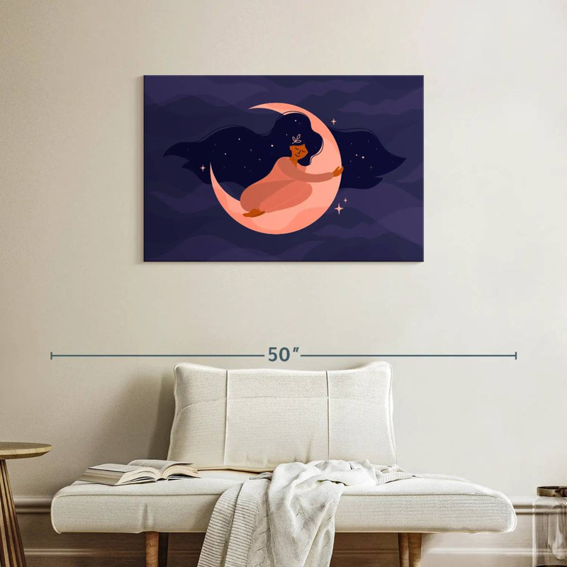 Leisha Girl Sleeping On Moon, 24" H x 36" W
