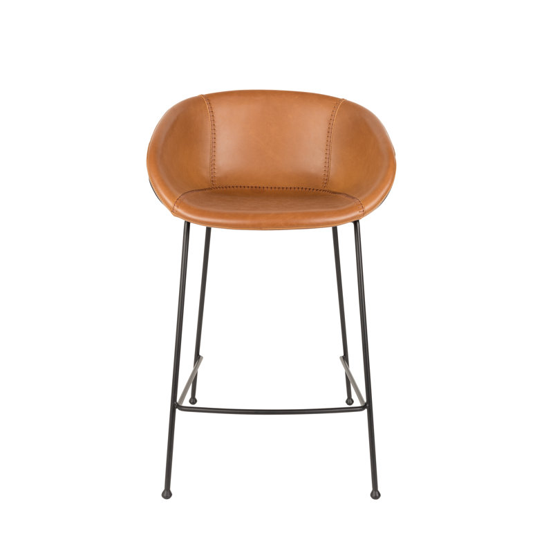 Feston Counter & Bar Stool, Bar Stool (30" Seat Height), Brown Faux Leather