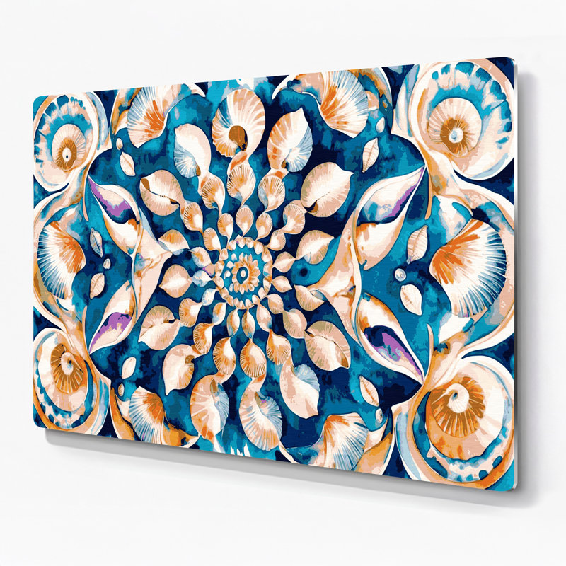 Hawaiian Modern Shell Designs, art mural en métal beige, H 20 po x l 30 po