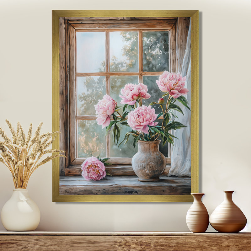Cermenho - Floral Canvas Art Print, H 20 po x l 12 po, Avec cadre, Doré