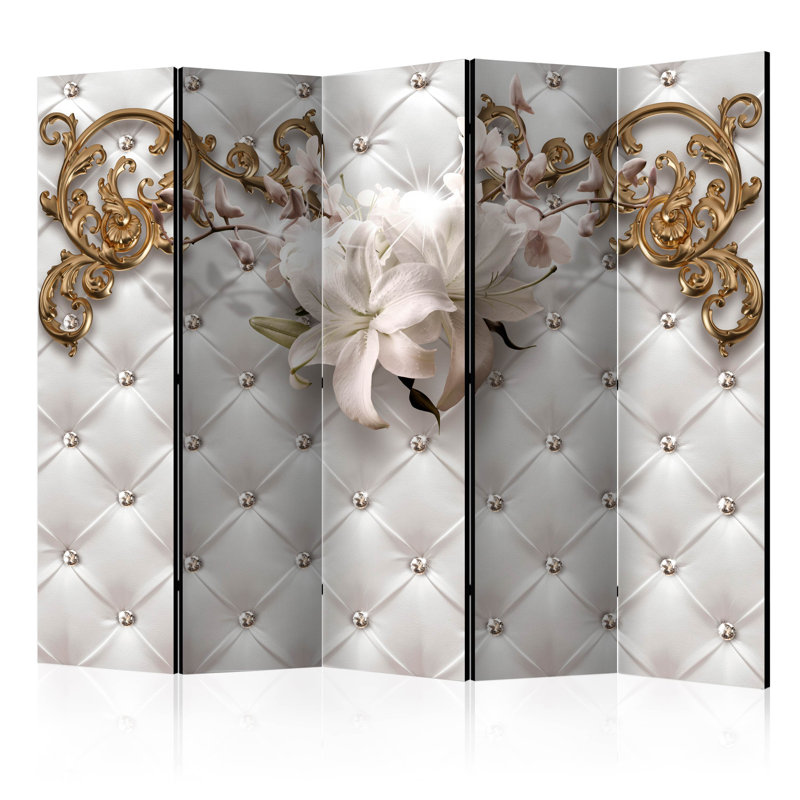 Renly 225cm W x 172cm H 5 - Panel Solid Wood Folding Room Divider