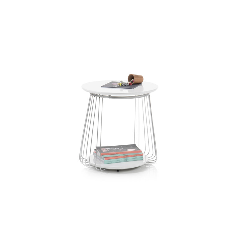 Aguilar Floor Shelf Coffee Table with Storage, White
