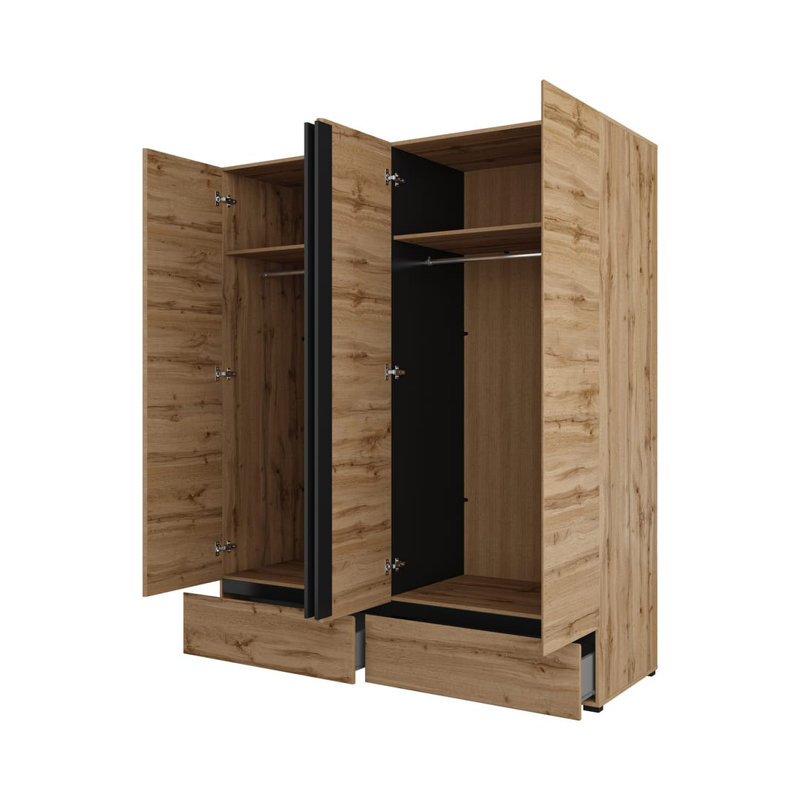 Kross 2 Door Manufactured Wood Wardrobe, Oak Wotan