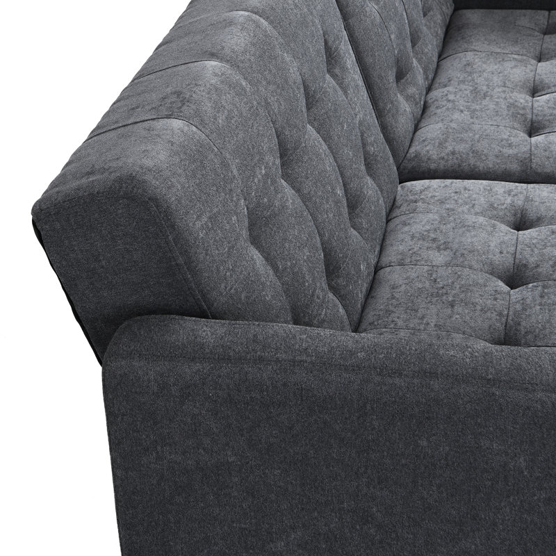 Canapé convertible en lin respirant gris foncé pour une atmosphère paisible décor polyvalent, Gris foncé