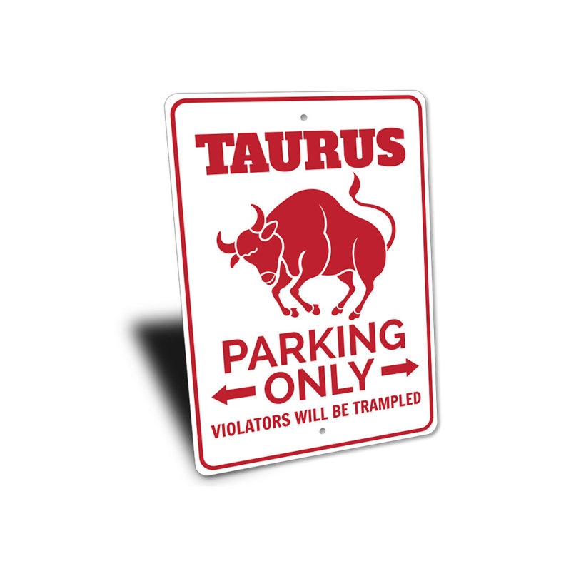Enseigne de stationnement Taureau, H 14 po x l 10 po x P 0,04 po