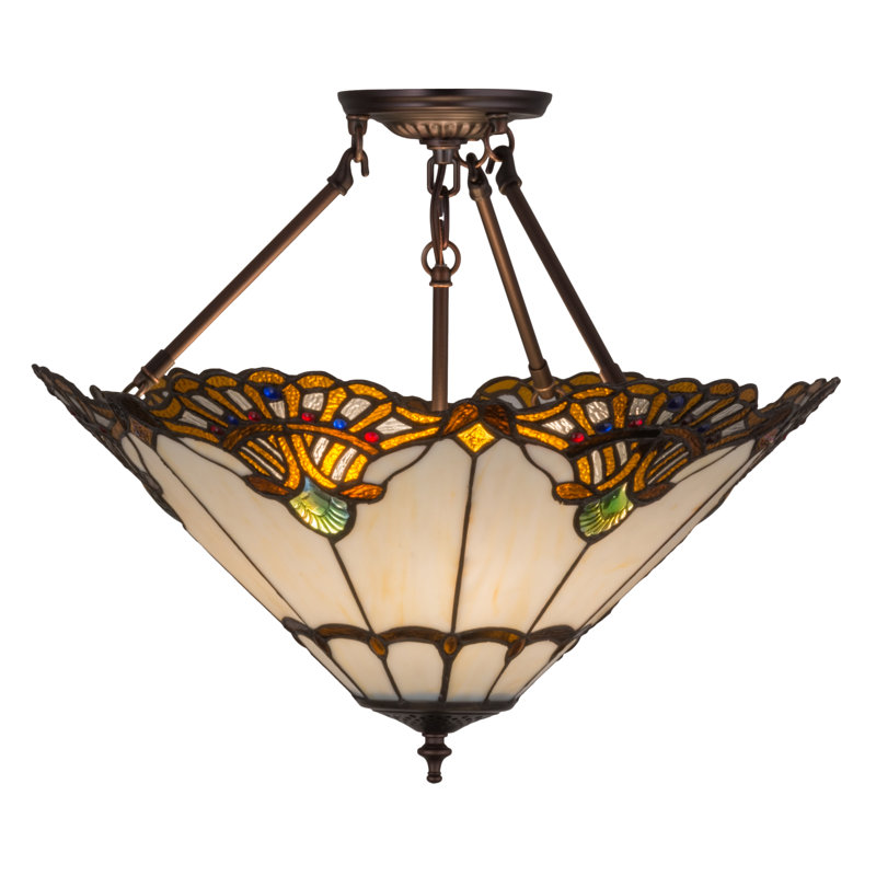Tiffany Style 20" Bronze Glass Pendant Light