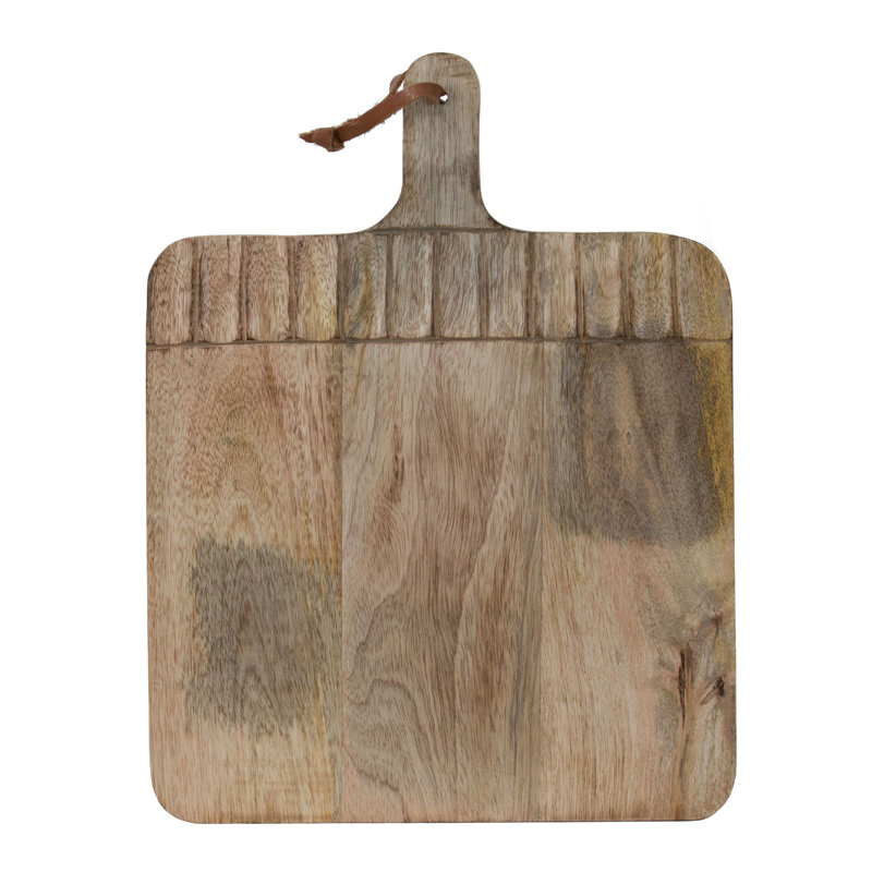 Foreside Home & Garden Wide Rectangle Hand Carved Wood Serving Cutting Board, Wood, 15.25" H x 11.75" W x 0.75" D