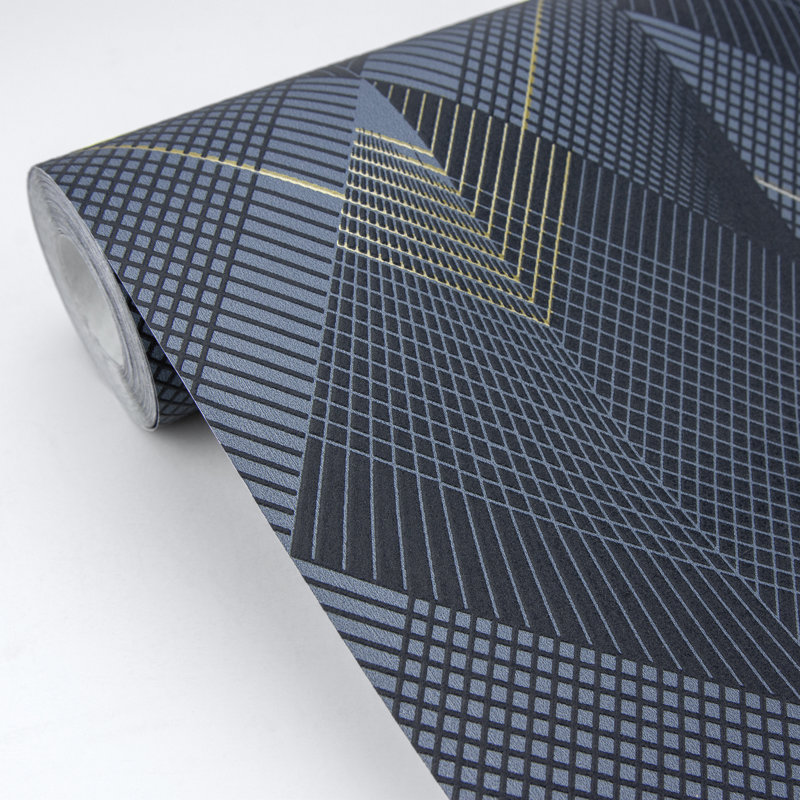 Non-Pasted Geometric Wallpaper Roll, Blue